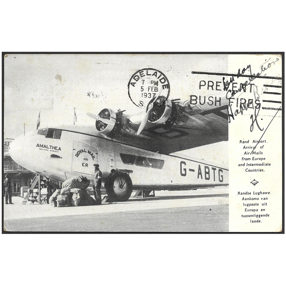 SOUTH AFRICA → AUSTRALIA 16 Jan 1937 empire exhibition Johannesburg 1936 airmail - Image 2