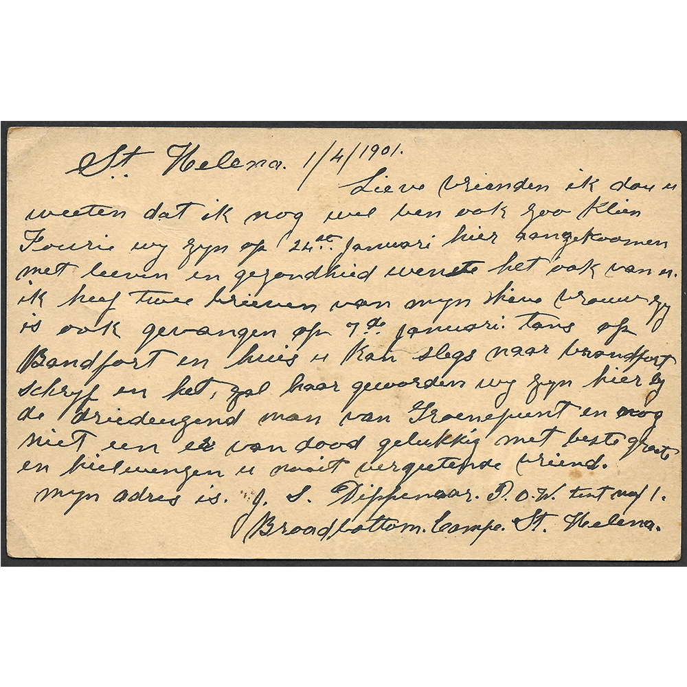6 Apr 1901 postcard from St Helena to Helderberg Cape Colony - Image 2