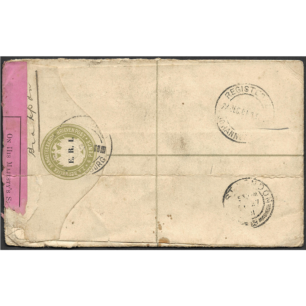 21 Dec 1901 registered cover from Brakpan to the editor of the Daily Dispatch newspaper in East London - Image 2
