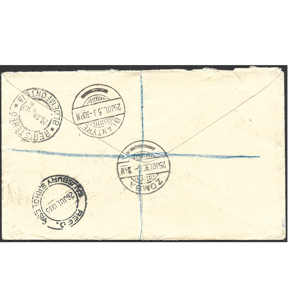 Nyasaland Protectorate registered cover with George V 1½d pair, 3d and 6d stamps (SG 116, 118, 120) - Image 2