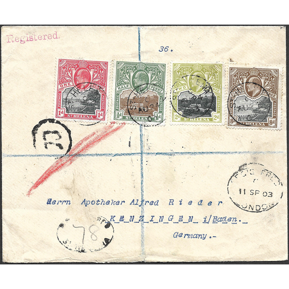 24 Aug 1903 registered cover to Kenzingen Baden