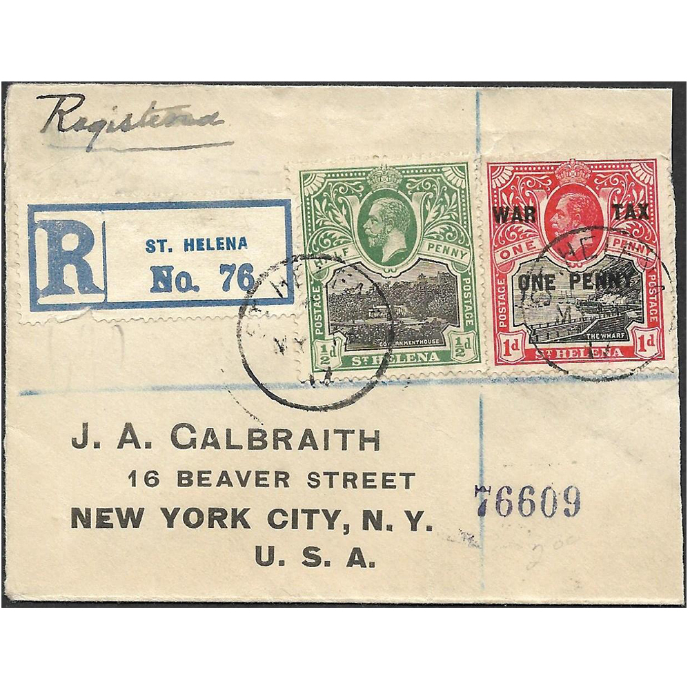 14 May 1917 registered cover to New York
