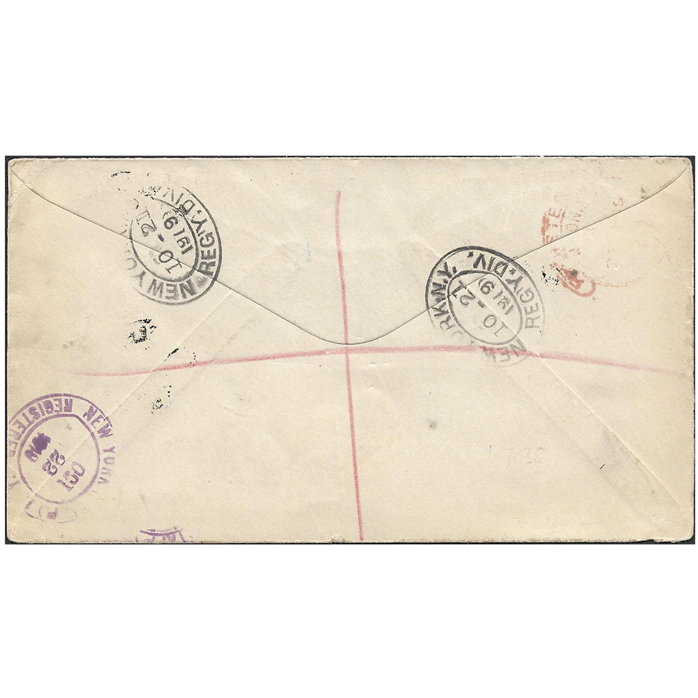 19 August 1919 registered cover to New York - Image 2