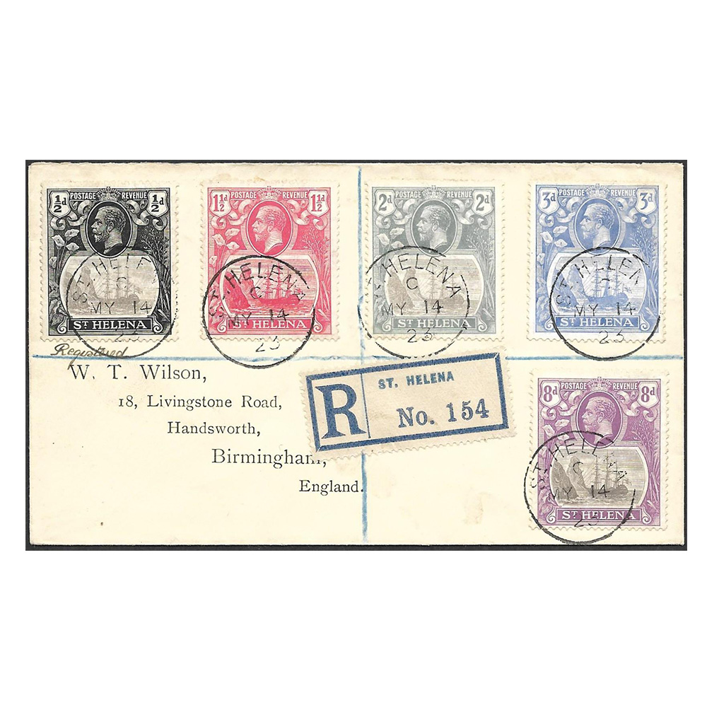 14 May 1923 Wilson cover to Birmingham (England) with ½d, 1½d, 2d, 3d (with torn flag variety)