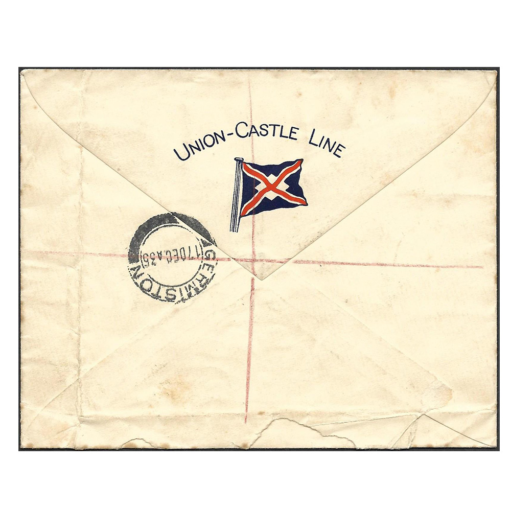 4 December 1935 registered cover to Germiston (South Africa) - Image 2