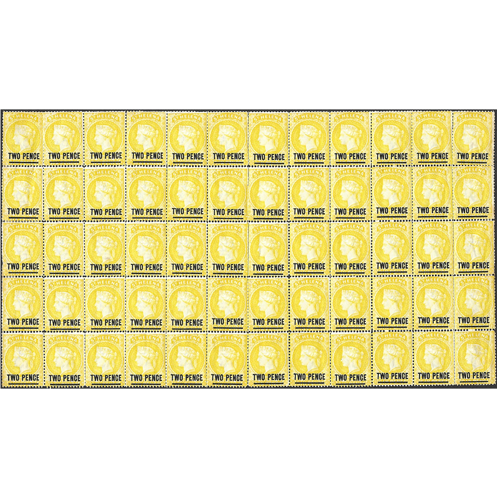 1894 2d yellow ¼ sheet/block of 60 (SG39)