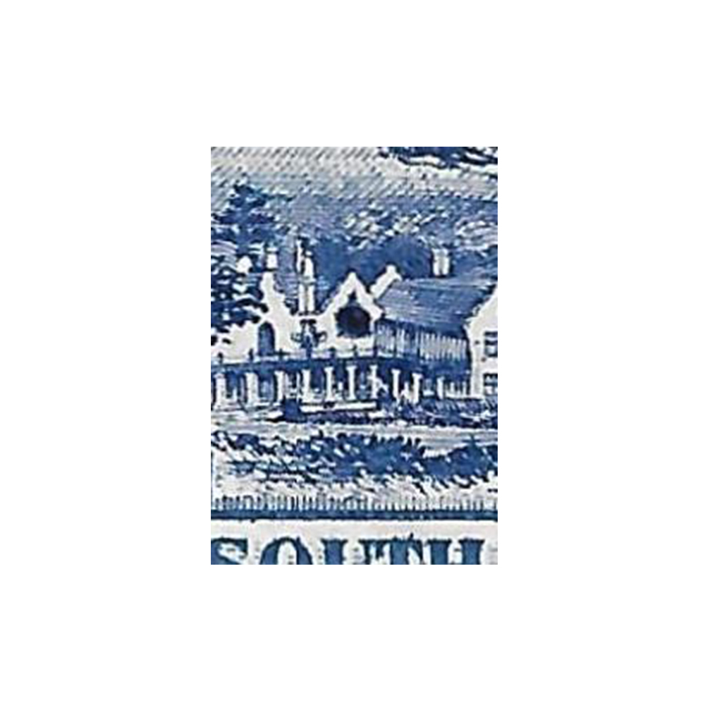 1933 Pretoria pictorial issue 3d blue inverted watermark mint strip with window flaw on centre stamp (SG45dw, SACC46av) - Image 3