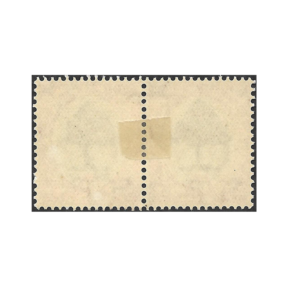 1937 hyphenated pictorial issue 6d green and vermillion Type I with falling ladder flaw on left stamp (SG61a, SACC 60c) - Image 2