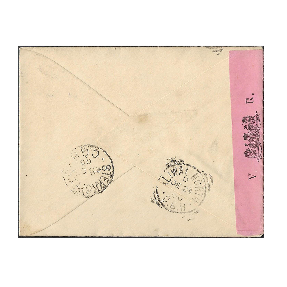 21 Dec 1900 cover from Bloemfontein to Majuba Nek, Herschel with Aliwal North 24 Dec 1900 - Image 2