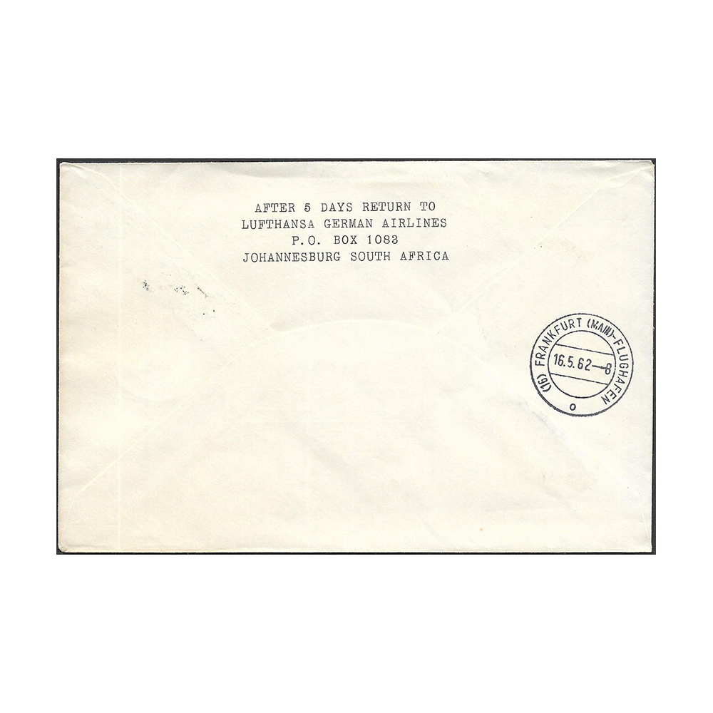 SOUTH AFRICA → GERMANY first flight cover from Johannesburg to Frankfurt via Boeing 720B on 15 May 1962 - Image 2