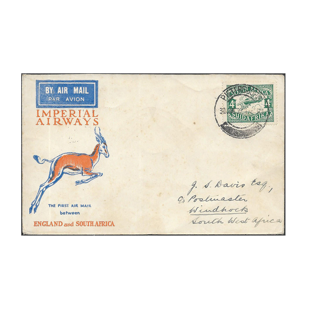 SOUTH AFRICA → SOUTHWEST AFRICA airmail cover from Pietersburg to Windhoek with Pietersburg 30 Jan 1932 datestamp on front
