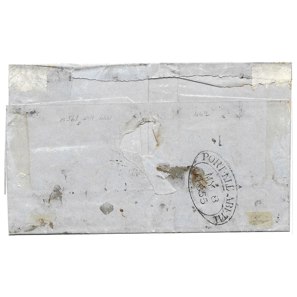 Letter to Cradock with 4d postage paid by a block of four 1d brick-red on deeply blued paper (SG1). - Image 3
