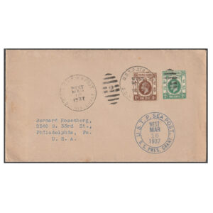 Cover addressed to Philadelphia (USA) with Hong Kong 1c and 2c stamps