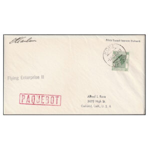 15c stamp on paquebot cover via the Flying Enterprise II to Oakland