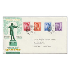 Inaugural flight cover to Vienna (Austria) with 5c, 10c, 50c and 65c stamps