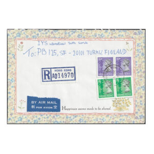 Registered airmail cover to Turku (Finland) with $1.20 and $5 stamps